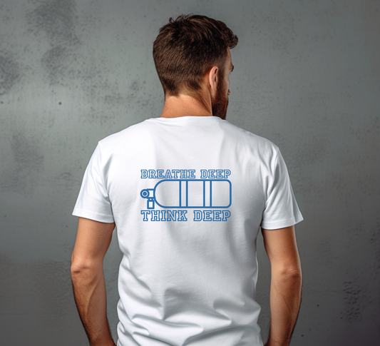 Breathe Deep, Think Deep Scuba T-shirt